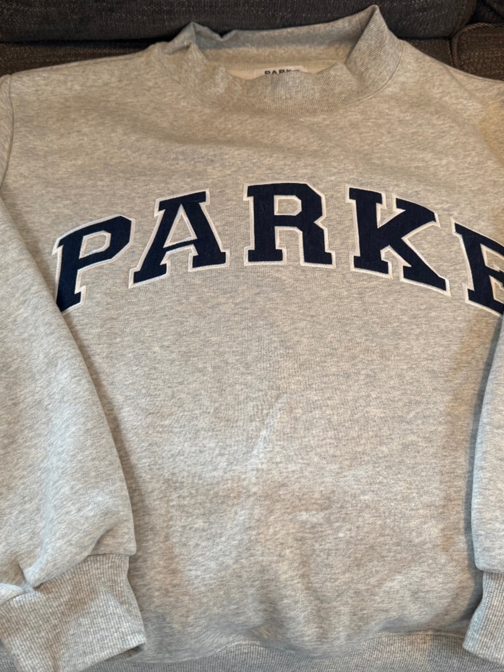 NEW Parke Varsity Mock Neck Gray Navy